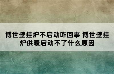 博世壁挂炉不启动咋回事 博世壁挂炉供暖启动不了什么原因